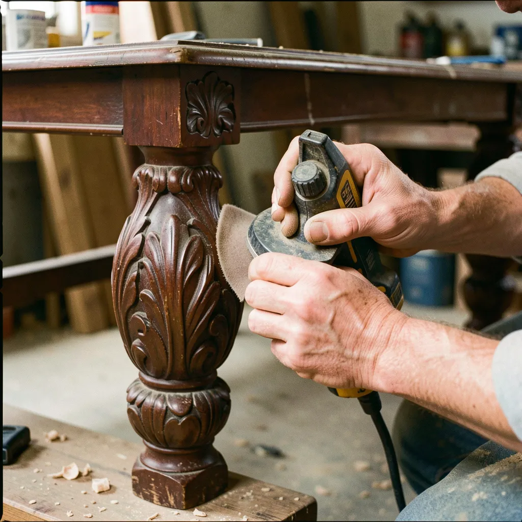 Vintage furniture restoration workshop